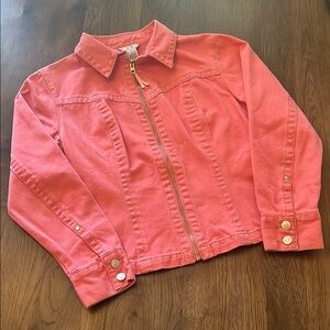 Cabi Coral Pink Denim Jacket Full Zip Womens Medium